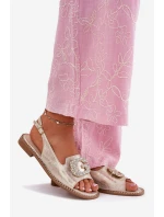 Dámské sandály na plochém podpatku s ozdobným detailem S.Barski KV51-080 zlaté