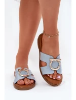 Dámské sandály na plochém podpatku s ozdobou Vinceza 17381 Modré Dámské sandály na plochém podpatku s ozdobou Vinceza 17381 Modré