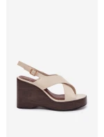 Dámské sandály z eko kůže na platformě Béžové Janivra