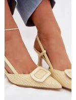 Dámské sandály na podpatku s ozdobným prvkem Žluté Eslina