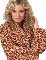 Dámský župan s šálovým límcem VICTORIA 2130 8288 Hnědá vzor - Vestis Dámský župan s šálovým límcem VICTORIA 2130 8288 Hnědá vzor - Vestis