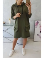 Kaki šaty s kapucí