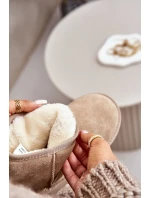 Dámské semišové sněhule na platformě nad kotníkem béžové Rianaella