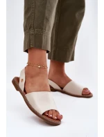Dámské sandály na plochém podpatku eko kůže béžové Dereka Dámské sandály na plochém podpatku eko kůže béžové Dereka