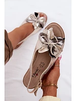 Kožené sandály na platformě s ozdobou S.Barski GR61-5988 Zlaté