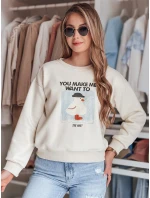 Dámská oversize mikina s potiskem GOOSHY ecru FashionStreet BY1427