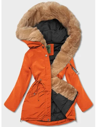 Oranžová dámská zimní bunda parka (CAN-588) Oranžová dámská zimní bunda parka (CAN-588)