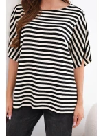 Dámská bavlněná pruhovaná halenka s krátkým rukávem námořnická