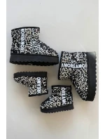 Dětské sněhule boty zateplené s flitry Černo-stříbrné ERebbica