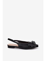 Dámské sandály na nízkém podpatku s dekorativním květem Černé Telivette