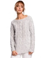 Svetr s výstřihem Bateau M511 šedý - Moe Svetr s výstřihem Bateau M511 šedý - Moe