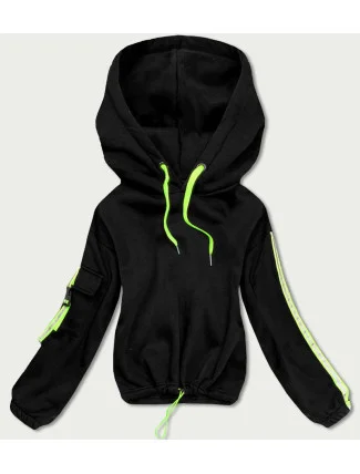 Krátká černá dámská bavlněná tepláková mikina (26031) Krátká černá dámská bavlněná tepláková mikina (26031)