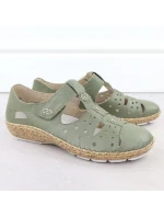 Dámská pohodlná prolamovaná obuv na suchý zip zelená Rieker 44852-52