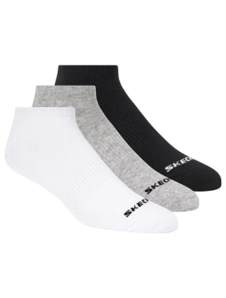Skechers 3 ks unisex bez froté, neviditelné ponožky S114041-107, bílé, velikosti 39–42