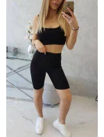 Souprava s kalhotami s vysokým pasem černé barvy Souprava s kalhotami s vysokým pasem černé barvy