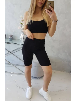 Souprava s kalhotami s vysokým pasem černé barvy Souprava s kalhotami s vysokým pasem černé barvy