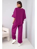 Dámský máslový komplet z viskózy mikina a široké kalhoty světle fialový Dámský máslový komplet z viskózy mikina a široké kalhoty světle fialový