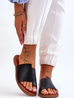 Dámské kožené žabky Černá Amite