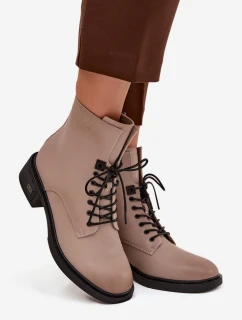 Dámské boty Vinceza – béžové, z pravé kůže, nízký podpatek, zateplené