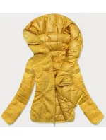 Žlutá krátká oboustranná dámská bunda pro přechodné období (M832A) Žlutá krátká oboustranná dámská bunda pro přechodné období (M832A)