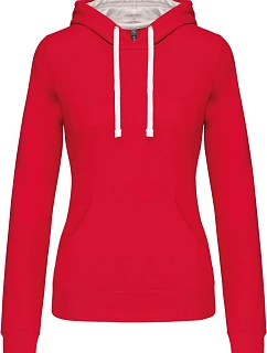 Kariban K 465 Dámská mikina s kontrastní kapucí 20.K465 red/white
