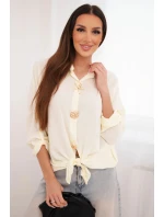 Dámská košile s viskózou, zdobnými knoflíky a límcem žlutá