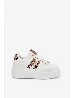 Dámské tenisky na platformě s přezkou Bílá leopardí vzor Palvessa