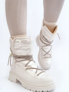 Dámské sněhule s ozdobným šněrováním, bílá Rilana