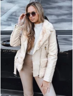 Dámská kožená bunda ramones s kožešinou krémová FashionStreet TY5275