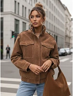 Dámská semišová bunda bomber světle hnědá FashionStreet TY5644