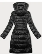 Černá dámská bunda pro přechodné období s páskem pro zavazování Libland (7771)