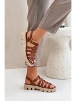 Kožené Dámské Sandály Zazoo 3695 Camel