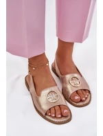 Dámské Sandály Na Plném Podpatku S Ozdobou S.Barski KV51-002 Růžové Zlato