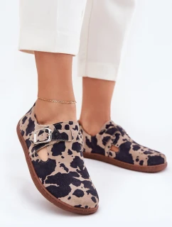 Semišové Polobotky Barefoot Dámské S Přezkou Patches Zazoo N1261 Hnědo-Bežové