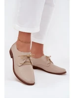 Dámské kožené elegantní šněrovací polobotky Zazoo 4238 béžové