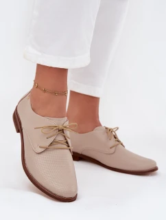 Dámské kožené elegantní šněrovací polobotky Zazoo 4238 béžové