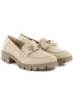 Dámské semišové polobotky s ornamentem béžové M.Daszynski MR23106