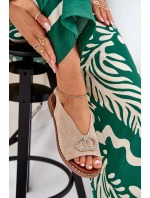 Dámské Sandály S Dekorací Na Plochém Podpatku Eko Semišové Béžové Ralisses