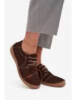 Dámské kožené polobotky s prošitím Artiker – hnědé