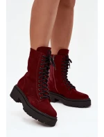 Dámské workery z pravého semiše Zazoo - bordó