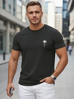 Pánské bavlněné tričko s potiskem, černé, FashionStreet NX5126R
