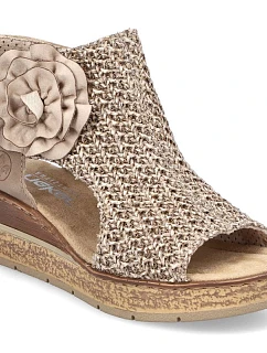 Dámské pohodlné sandály s pletenou platformou béžové Rieker 63791-60