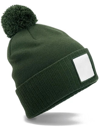 Beechfield B 338R Pletená čepice Patch "Pompon" 53.338R olive green/white Beechfield B 338R Pletená čepice Patch "Pompon" 53.338R olive green/white