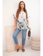 Dámská bavlněná košile s květinovým vzorem bílý