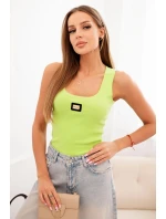 Dámská pruhovaná tílko s ozdobnou nášivkou světlá zelená