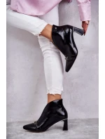 Kožené holínky na sloupku Maciejka Černe 05262-01