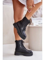 Zateplené botky workerky z eko kůže na zip černé Naleli