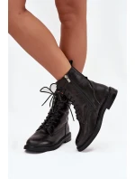 Kožené Zateplené Dámské Kotníkové Workery Big Star SS274480 Černé Kožené Zateplené Dámské Kotníkové Workery Big Star SS274480 Černé