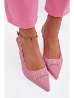 Sandály Podpatky Dámské S Ozdobným Detalem Růžové Lurella