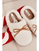 Dámské chlupaté papuče s kokardkou – ecru Minella Dámské chlupaté papuče s kokardkou – ecru Minella